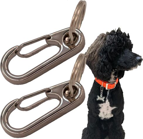 2-Pack Dog Tag Clip for Collars - Switch Dog Tags with Ease - Dog Tag Holder for Pet Collar - Heavy Duty Carabiner Quick Release Clip (Silver) in Kuwait