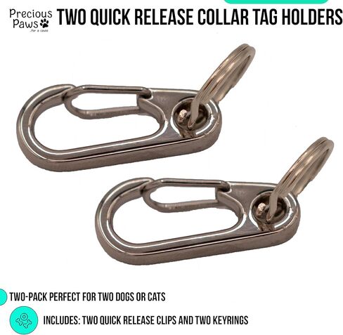 2-Pack Dog Tag Clip for Collars - Switch Dog Tags with Ease - Dog Tag Holder for Pet Collar - Heavy Duty Carabiner Quick Release Clip (Silver) in Kuwait