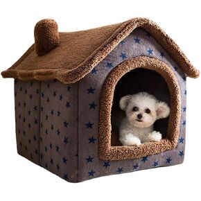 Dog Cat House Kennel Soft Pet Bed Tent Indoor Plush Sleeping Nest Basket with Removable Cushion Mat Foldable House (S:for pet<7pounds,All Green) in Saudi Arabia