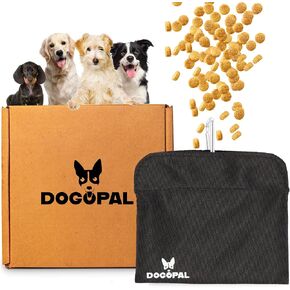 حقيبة مكافآت الكلاب من دوجوبال - أكياس مكافآت لتدريب الحيوانات الأليفة - ملحقات مشي الكلاب والسفر - سهولة الوصول بيد واحدة إلى المكافآت من الحقيبة (أسود، صغير) in Kuwait