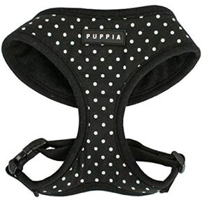 Puppia Dotty Dog Harness Over-The-Head No Pull No Choke Walking Training Adjustable for Small & Medium Dog, X-Small, Black