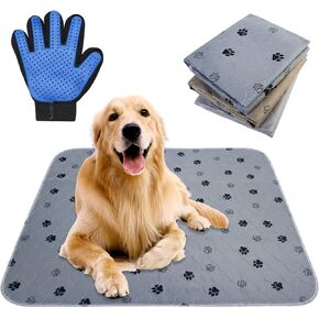 3 Pcs Pet Washable Pee Pads 30*36 & Pet Grooming Gloves, Reusable Pee Pads for Dogs, Non-Slip Pet Training Pads, Puppy Pads with Waterproof Bottom for Small Medium Large Dogs in Kuwait