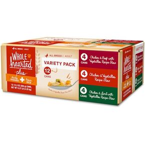 WholeHearted Plus Wet Dog Food Variety Pack for All Life Stages, 12.5 oz., Count of 12 in Kuwait