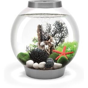 biOrb Classic 15 Acrylic 4-Gallon Aquarium with White LED Lights Modern Compact Tank for Tabletop or Desktop Display, Silver-Trimmed Tank in Kuwait