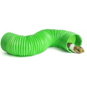 Small Animal Tunnel, Small Ferrets Plaything Outdoor Green Hideway Plastic Guinea Pigs Hamster Tunnel Tube, Training Fun Rats Exercising Play Toy for Hiding Training