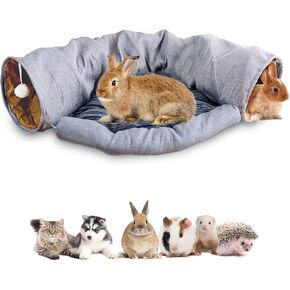 ALI2 سرير نفق أرنب 2 في 1 أنابيب نفق لعب أرنب لمخبأ نفق خنزير غينيا أرنب مع حصيرة قابلة للإزالة للأرنب خنزير غينيا هريرة جرو النمس القنفذ in Kuwait