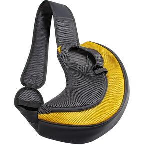 كيو تشينغج حامل للكلاب والقطط والحيوانات الاليفة، حزام قابل للتعديل وجسم شبكي جيد التهوية، شنطة حمل امنة للسفر للكلاب والقطط والارانب، اسود، للحيوانات الاليفة 5-10 باوند in Kuwait