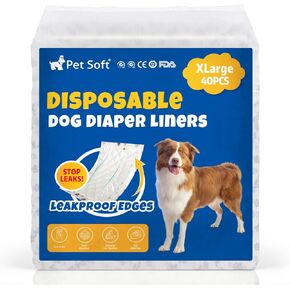 Pet Soft Dog Diaper Liners - Disposable Diaper Pads Fit to Most Washable Dog Diapers & Male Dog Wraps Belly Bands, Super Absorbent for Dog Marking Incontinence Female in Heat (XS-100ct)