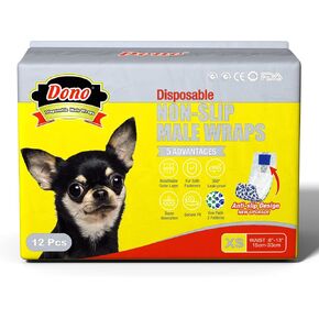 Dono Disposable Male Dog Diapers, Non-Slip Male Dog Wraps for Puppy Doggy, Super Absorbent Soft Dog Diapers,Including Four Sizes