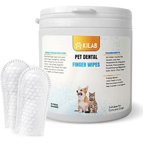 مناديل مبللة لتنظيف اسنان الكلاب والقطط من كيلاب، تزيل رائحة الفم الكريهة والجير وتراكم الجير، فرشاة اسنان للكلاب والقطط، مناديل للعناية باللثة، 50 قطعة (زيت جوز الهند) in Kuwait