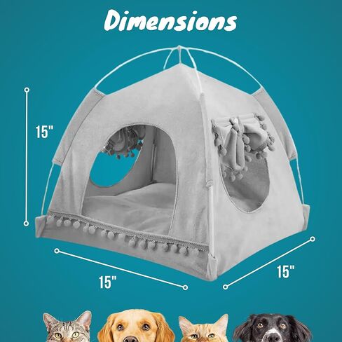 Cat Tent, Dog Bed, Small Pet Beds to Relieve Anxiety - Calming Princess Dog Bed - Cat Tents for Indoor Cats - Dog Tent Bed - Dog House Indoor for All Seasons - Ideal for Small/Medium Pets [Size: M] in Saudi Arabia