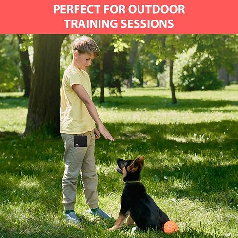 حقيبة مكافآت الكلاب من دوجوبال - أكياس مكافآت لتدريب الحيوانات الأليفة - ملحقات مشي الكلاب والسفر - سهولة الوصول بيد واحدة إلى المكافآت من الحقيبة (أسود، صغير) in Kuwait