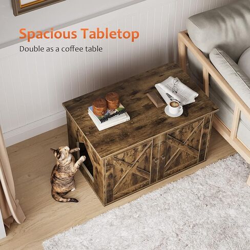 White Cat Litter Box Furniture, Adorable Wooden Pet House Cat Litter Box Enclosure with Drawer, Side Table, Indoor Pet Crate, Cat Home Nightstand, Easy to Clean in Saudi Arabia