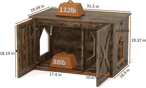 White Cat Litter Box Furniture, Adorable Wooden Pet House Cat Litter Box Enclosure with Drawer, Side Table, Indoor Pet Crate, Cat Home Nightstand, Easy to Clean in Saudi Arabia