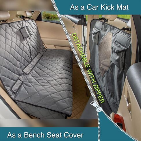 Car Seat Cover for Dogs All Covered Back Seat Cover with Mesh Window, Bench and Hammock Seat Cover Combination Detachable Pet Seat Cover Suitable for Most Vehicles (Black, X-Large) in Kuwait