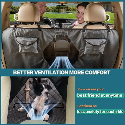 Car Seat Cover for Dogs All Covered Back Seat Cover with Mesh Window, Bench and Hammock Seat Cover Combination Detachable Pet Seat Cover Suitable for Most Vehicles (Black, X-Large) in Kuwait