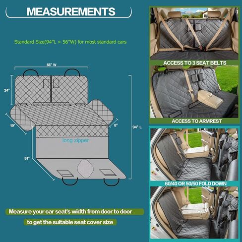 Car Seat Cover for Dogs All Covered Back Seat Cover with Mesh Window, Bench and Hammock Seat Cover Combination Detachable Pet Seat Cover Suitable for Most Vehicles (Black, X-Large) in Kuwait