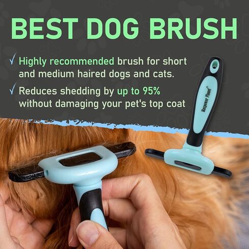 Maxpower Planet Pet Grooming Brush - Deshedding Tool for Dogs and Cats - Short and Medium Hair Deshedder Comb - Reduces Shedding up to 95% - Blue in Saudi Arabia