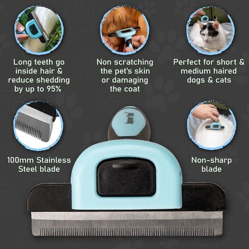 Maxpower Planet Pet Grooming Brush - Deshedding Tool for Dogs and Cats - Short and Medium Hair Deshedder Comb - Reduces Shedding up to 95% - Blue in Saudi Arabia