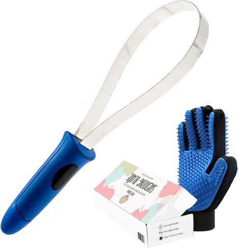 Deshedding Brush Set for Dog, Cat, Horses - Professional Pet Grooming Comb Kit - Dual-sided Stainless Steel Shedding Blade Tool For All Dogs With Pets Hair & Fur Remover Mitten Glove in Saudi Arabia