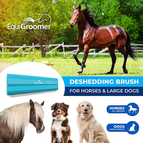 Deshedding Brush, 8-Inch for Horses and Large Pets, Blue, Removes Loose Dirt, Hair, and Fur, Professional Undercoat Grooming Tool in Saudi Arabia