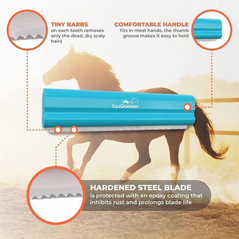 Deshedding Brush, 8-Inch for Horses and Large Pets, Blue, Removes Loose Dirt, Hair, and Fur, Professional Undercoat Grooming Tool in Saudi Arabia
