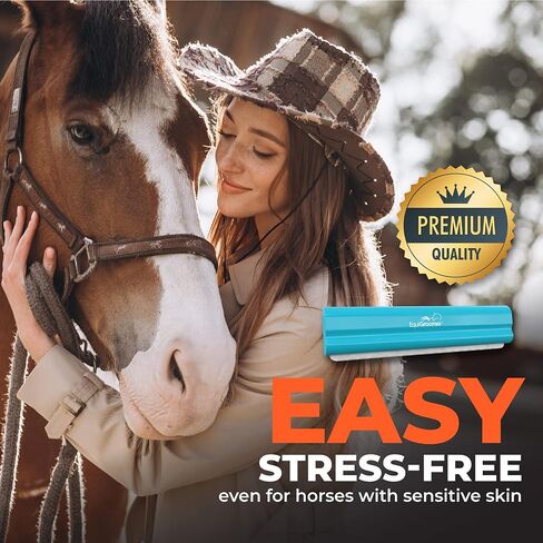 Deshedding Brush, 8-Inch for Horses and Large Pets, Blue, Removes Loose Dirt, Hair, and Fur, Professional Undercoat Grooming Tool in Saudi Arabia