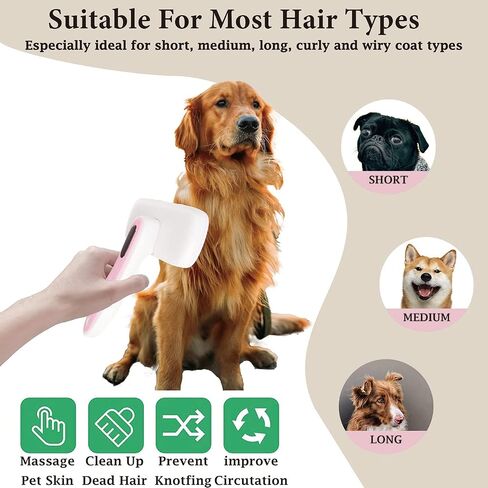 Dog Brush - Self Cleaning Dog and Cat Hair Brush, Efficient Shedding Grooming Tool for Long and Short Haired Dogs & Indoor Cats, Deshedding Comb (Blue) in Kuwait