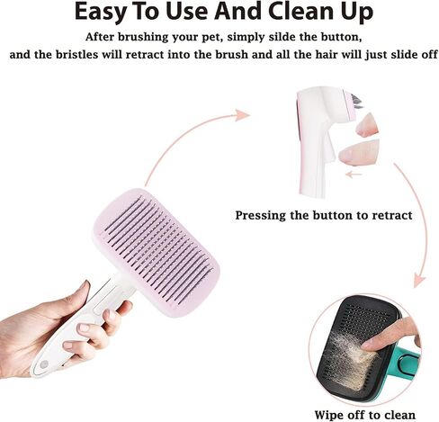 Dog Brush - Self Cleaning Dog and Cat Hair Brush, Efficient Shedding Grooming Tool for Long and Short Haired Dogs & Indoor Cats, Deshedding Comb (Blue) in Kuwait