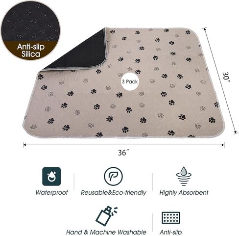 3 Pcs Pet Washable Pee Pads 30*36 & Pet Grooming Gloves, Reusable Pee Pads for Dogs, Non-Slip Pet Training Pads, Puppy Pads with Waterproof Bottom for Small Medium Large Dogs in Kuwait