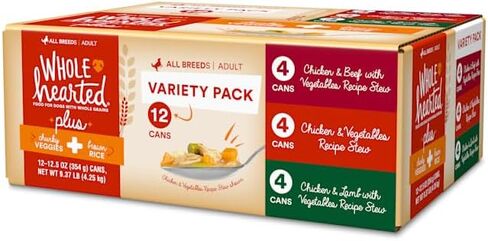 WholeHearted Plus Wet Dog Food Variety Pack for All Life Stages, 12.5 oz., Count of 12 in Kuwait