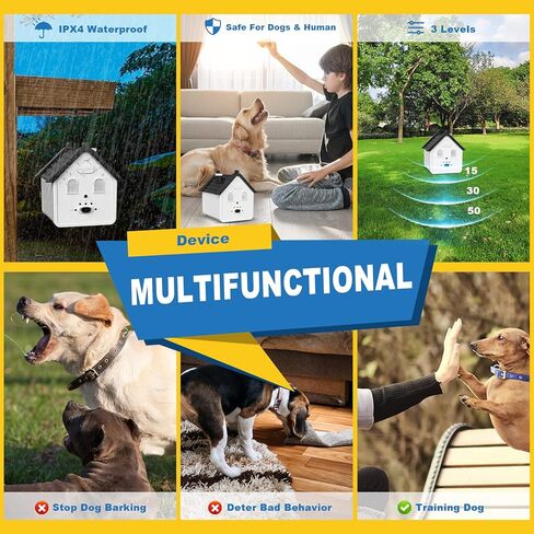 Anti Barking Device, 3 Levels Ultrasonic Dog Barking Control Devices & Dog Behavior Training Tools, 50 FT Outdoor Waterproof Bark Box for Dog All Size in Kuwait