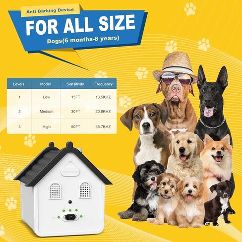 Anti Barking Device, 3 Levels Ultrasonic Dog Barking Control Devices & Dog Behavior Training Tools, 50 FT Outdoor Waterproof Bark Box for Dog All Size in Kuwait