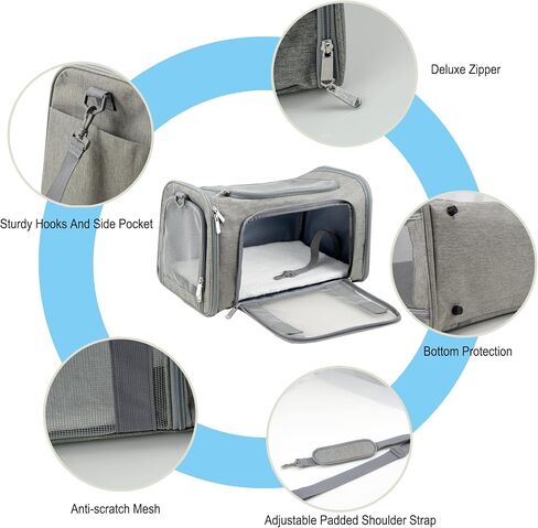 Soft Sided Carrier for Small Medium Cats Dogs,TSA Airline Approved Collapsible Travel Pet Carrier Medium Pink in Kuwait