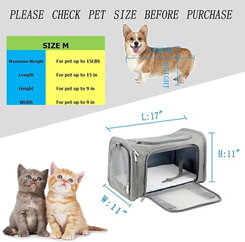 Soft Sided Carrier for Small Medium Cats Dogs,TSA Airline Approved Collapsible Travel Pet Carrier Medium Pink in Kuwait