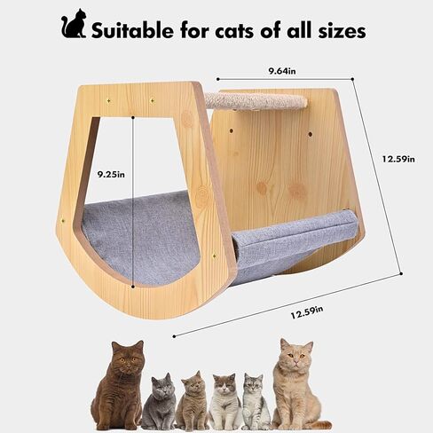 سرير للقطط مثبت على الحائط، أثاث خشبي للقطط، بيت للقطط، مجثم للقطط، شجرة للقطط، أرفف للقطط (مروحة) in Kuwait
