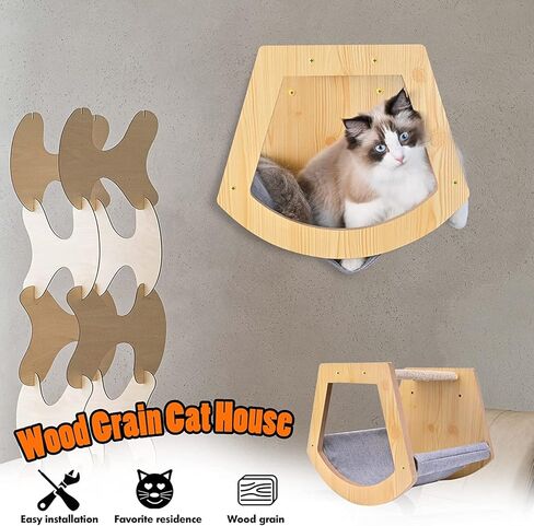 سرير للقطط مثبت على الحائط، أثاث خشبي للقطط، بيت للقطط، مجثم للقطط، شجرة للقطط، أرفف للقطط (مروحة) in Kuwait