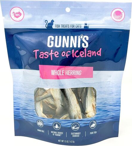 Gunnis Whole Herring Fish Crunchy Cat Treats, 1.5 Ounce Bag in Saudi Arabia
