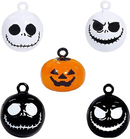 MINGXU Halloween Bell, 5pcs Mini Copper Bells Pet Collar Cartoon Skull Pumpkin Bells, Halloween Decoration Accessories (3 Color) in Saudi Arabia