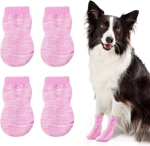 Double Side Anti-Slip Dog Socks - Strong Grips Traction Control for Indoor on Hardwood Floor Wear, Best Paw Protector for Puppy Small Medium Large Dogs in Kuwait