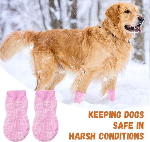 Double Side Anti-Slip Dog Socks - Strong Grips Traction Control for Indoor on Hardwood Floor Wear, Best Paw Protector for Puppy Small Medium Large Dogs in Kuwait
