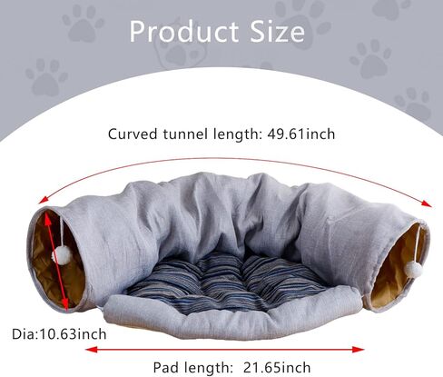 ALI2 سرير نفق أرنب 2 في 1 أنابيب نفق لعب أرنب لمخبأ نفق خنزير غينيا أرنب مع حصيرة قابلة للإزالة للأرنب خنزير غينيا هريرة جرو النمس القنفذ in Kuwait
