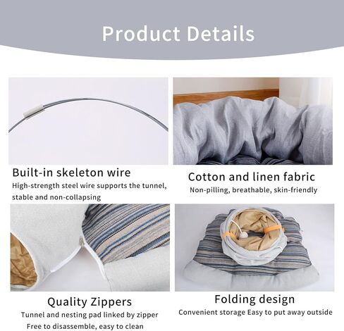 ALI2 سرير نفق أرنب 2 في 1 أنابيب نفق لعب أرنب لمخبأ نفق خنزير غينيا أرنب مع حصيرة قابلة للإزالة للأرنب خنزير غينيا هريرة جرو النمس القنفذ in Kuwait