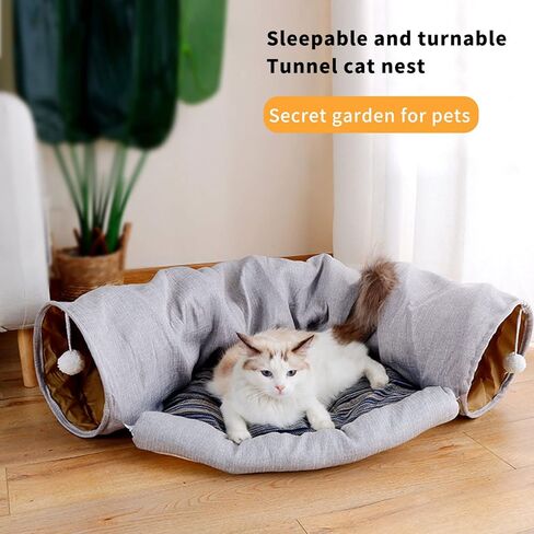 ALI2 سرير نفق أرنب 2 في 1 أنابيب نفق لعب أرنب لمخبأ نفق خنزير غينيا أرنب مع حصيرة قابلة للإزالة للأرنب خنزير غينيا هريرة جرو النمس القنفذ in Kuwait