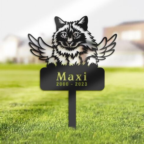 Personalized Cat Memorial Metal Sign Abyssinian Cat Pet Grave Marker Garden Stakes Cemetery Decor Outdoor Cat Loss Gift Sympathy Gift in Saudi Arabia