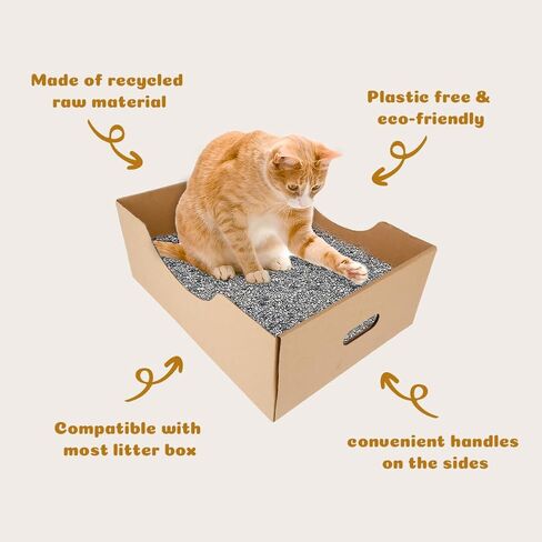صندوق فضلات القطط للاستعمال مرة واحدة: 10 قطع من وعاء فضلات القطط الورقية المحمولة للسفر / الداخل - بطانة صندوق فضلات من الورق المقوى مع مقابض للقطط الصغيرة والارانب والخنزير الغيني in Kuwait