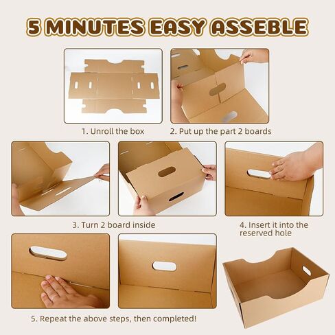 صندوق فضلات القطط للاستعمال مرة واحدة: 10 قطع من وعاء فضلات القطط الورقية المحمولة للسفر / الداخل - بطانة صندوق فضلات من الورق المقوى مع مقابض للقطط الصغيرة والارانب والخنزير الغيني in Kuwait