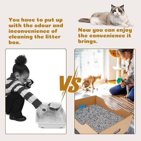 صندوق فضلات القطط للاستعمال مرة واحدة: 10 قطع من وعاء فضلات القطط الورقية المحمولة للسفر / الداخل - بطانة صندوق فضلات من الورق المقوى مع مقابض للقطط الصغيرة والارانب والخنزير الغيني in Kuwait