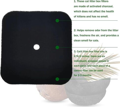 xcivi 12 Pack Cat Litter Box Replacement Carbon Charcoal Filter Compatible with Catit Hooded Litter Box. Cat Litter Air Filter for Litter Box Scent Control in Saudi Arabia