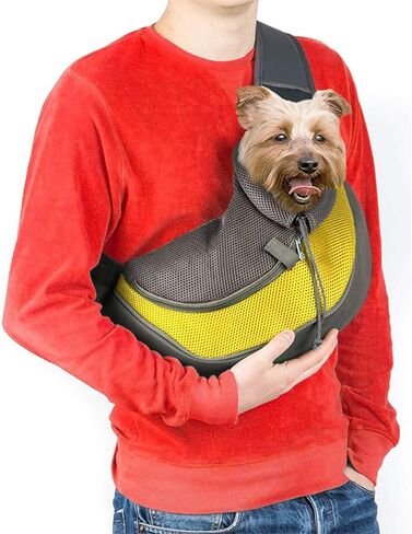 كيو تشينغج حامل للكلاب والقطط والحيوانات الاليفة، حزام قابل للتعديل وجسم شبكي جيد التهوية، شنطة حمل امنة للسفر للكلاب والقطط والارانب، اسود، للحيوانات الاليفة 5-10 باوند in Kuwait